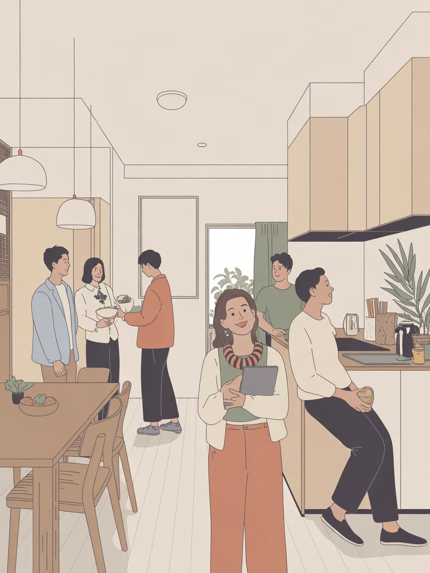 people chating at sharehouse